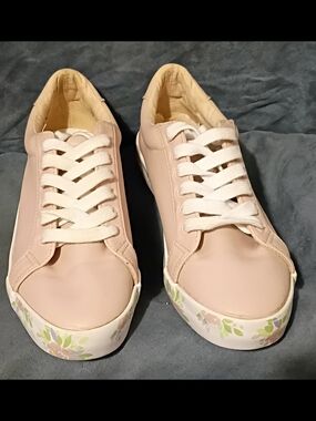 Nautica Blush Pink Lace-Up Floral-Trim Sneakers